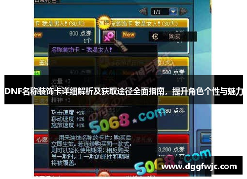 DNF名称装饰卡详细解析及获取途径全面指南，提升角色个性与魅力