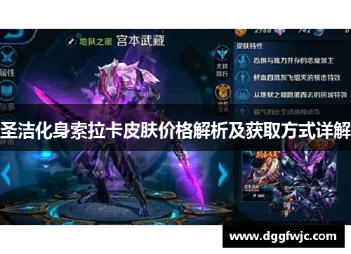 圣洁化身索拉卡皮肤价格解析及获取方式详解